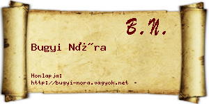 Bugyi Nóra névjegykártya
